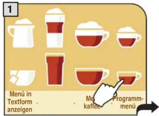 1 Menü in Textform anzeigen Me kaffee Programm-menü
