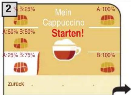 2% B:25% A:50% B:50% A:25% B:75% Zurück Mein Cappuccino Starten! A:100% B:100%