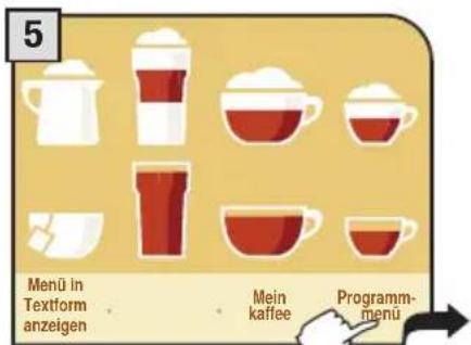 5 Menü in Textform anzeigen • Mein kaffee Programm- menu