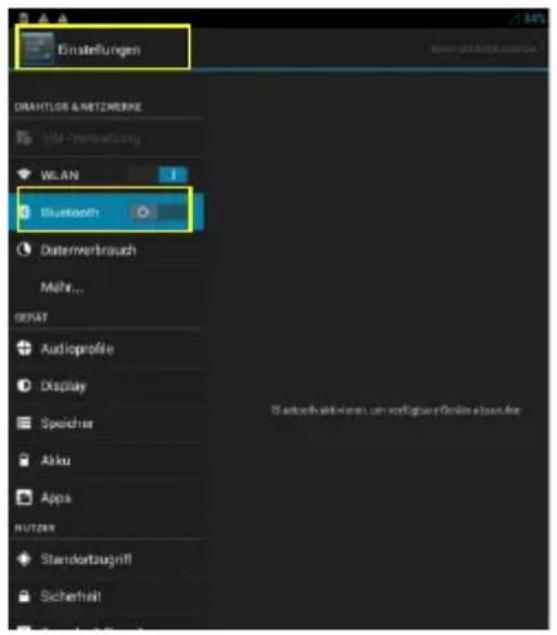 Einstellungen DRAHTLOS & NETZERRIKE WLAN Bluetooth Daterverbrauch Mehr... GENAT Audioprofile Display Speicher Akku Appa NUTZER Standortzugriff Sicherheit