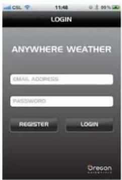 CSL 11:48 99% LOGIN ANYWHERE WEATHER EMAIL ADDRESS PASSWORD REGISTER LOGIN Oregon