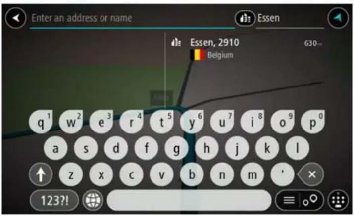 Enter an address or name Essen Essen, 2910 630... Belgium q¹ w² e³ r⁴ t⁵ y⁶ u⁷ i⁸ o⁹ p⁰ a s d f g h j k l ↑ z x c v b n m ' × 123?!