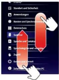 Standort und Sicherheit Anwendungen Konten und Synchrony Vorhabitschutz Datenerschutz Speicher Speiche und Restauris Speichengabe und -Ausgabe Zugerrif Gains und Umwelt Informierung für Analog-PC