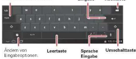 Ändern von Eingabeoptionen. Leertaste Sprache Eingabe Umschalttaste