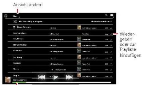 Ansicht ändern Weder- gaben oder zur Playliste hinzufügen.