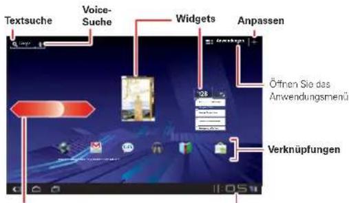 Textsuche Voice- Suche Widgets Anpassen Öffnen Sie das Anwendungsmenü Verknüpfungen