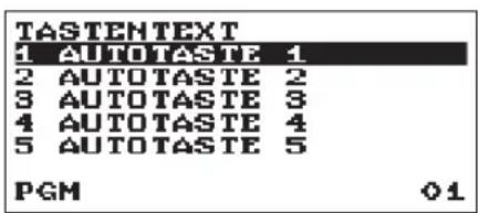 TASTENTEXT 1 AUTOTASTE 1 2 AUTOTASTE 2 3 AUTOTASTE 3 4 AUTOTASTE 4 5 AUTOTASTE 5 PGM 01