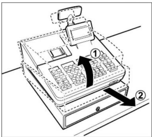 SHARP XE-A217 - Registrierkasse aus dem Fixierwinkel lösen - 1