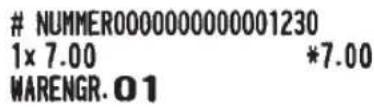 NUMMER0000000000001230 1× 7.00 *7.00 WARENGR. 01
