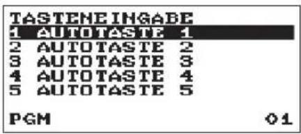 TASTENEINGABE 1 AUTOTASTE 1 2 AUTOTASTE 2 3 AUTOTASTE 3 4 AUTOTASTE 4 5 AUTOTASTE 5 PGM 01