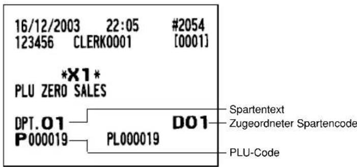 16/12/2003 22:05 #2054 123456 CLERK0001 [0001] *X1* PLU ZERO SALES DPT.01 D01 P000019 PL000019 Spartentext Zugeordneter Spartencode PLU-Code