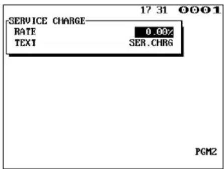 SERVICE CHARGE RATE 0.00% TEXT SER.CHRG PGM2
