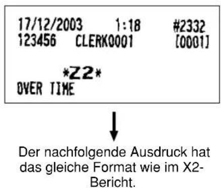 17/12/2003 1:18 #2332 123456 CLERK0001 [0001] *Z2* OVER TIME ↓ Der nachfolgende Ausdruck hat das gleiche Format wie im X2- Bericht.