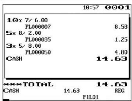 10x 7/ 6.00 PL000007 8.58 5x 8/ 2.00 PL000035 1.25 3x 5/ 8.00 PL000050 4.80 CASH 14.63 ***TOTAL 14.63 CASH 14.63 REG P1L01