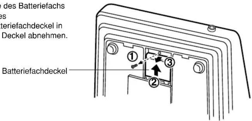 des Batteriefachs teriefachdeckel in Deckel abnehmen. Batteriefachdeckel