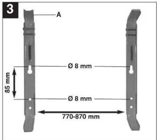3 A Ø 8 mm Ø 8 mm 85 mm 770-870 mm