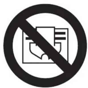 Prohibition sign with a diagonal line crossing over a document icon, indicating no text or document prohibition.