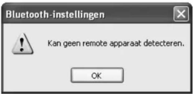 Bluetooth-instellingen Kan geen remote apparaat detecteren. OK