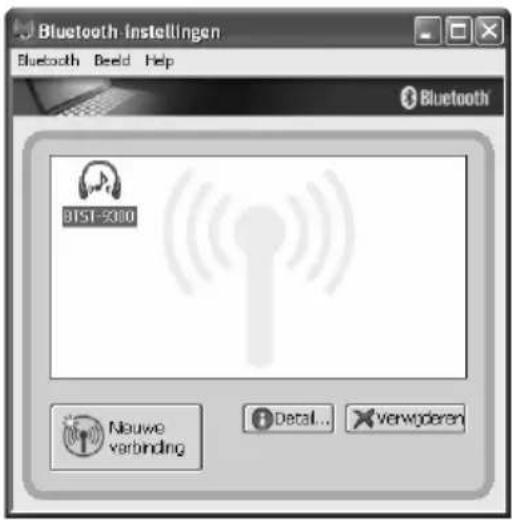 Bluetooth Instellingen Bluetooth Beeld Help BTST-9000 Nieuwe verbinding Detail... verwonderen