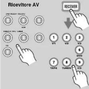 Ricevitore AV V1 V2 V3 V4 V5 V6 V7 V8 V9 V10 Tape Tuner CD RECEVER