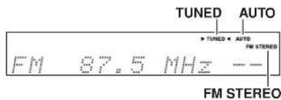 TUNED AUTO ▶ TUNED ← AUTO FM STEREO FM 87.5 MHz —— FM STEREO