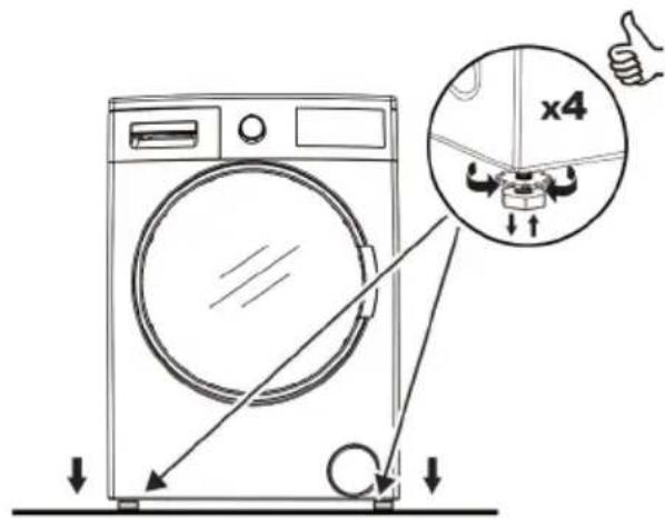 Luxor WT 1460A - Platzierung der Maschine und Einstellung des einstellbaren Fußes - 1