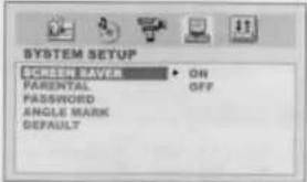 SYSTEM-SETUP BILDSCHIRMSCHONER EIN ELTERN AUS PASSWORT WINKELMARKIERUNG STANDARD