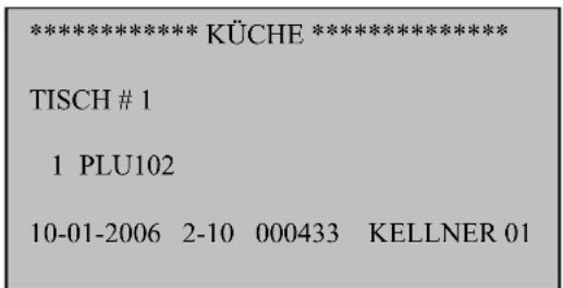***************** KÜCHE ****************** TISCH # 1 1 PLU102 10-01-2006 2-10 000433 KELLNER 01
