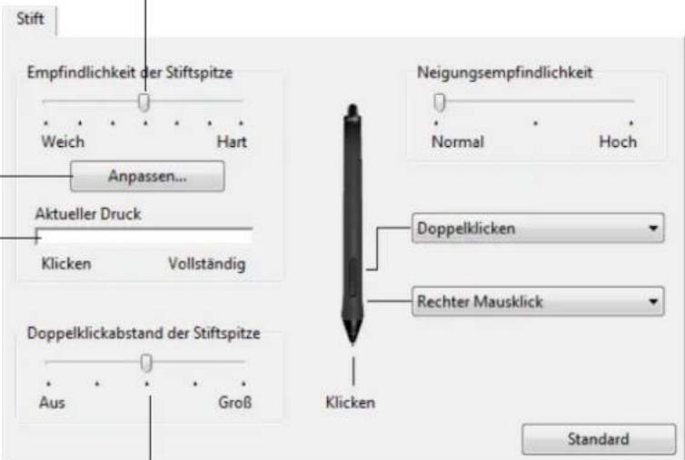 WACOM PTH450 - ANPASSEN DER EMPFINDLICHKEIT DER STIFTSPITZE UND DES DOPPELKLICKABSTANDS - 2