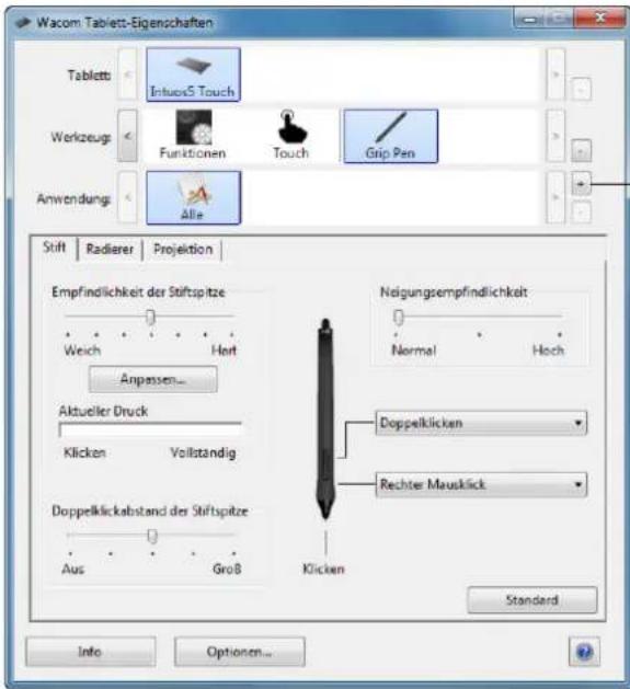 WACOM PTH450 - ERSTELLEN ANWENDUNGSSPEZIFISCHER EINSTELLUNGEN - 1