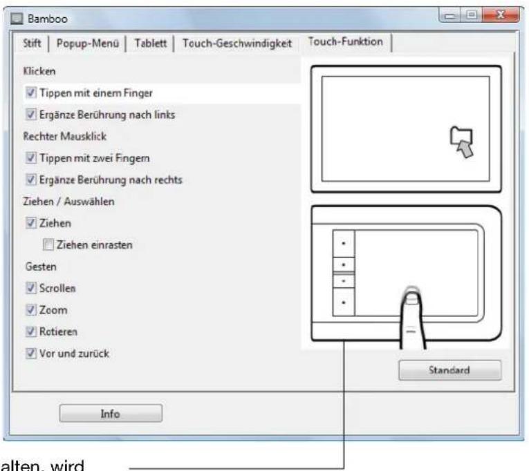 WACOM CTH-461 - EINSTELLEN DER TOUCHFUNKTIONEN - 2