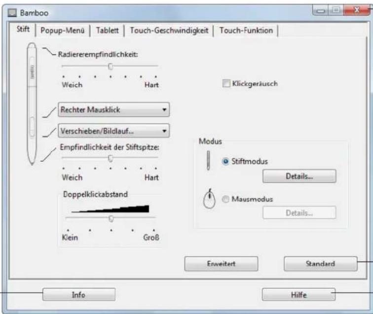 WACOM CTH-461 - ÜBERSICHT ÜBER DAS KONTROLLFELD - 1