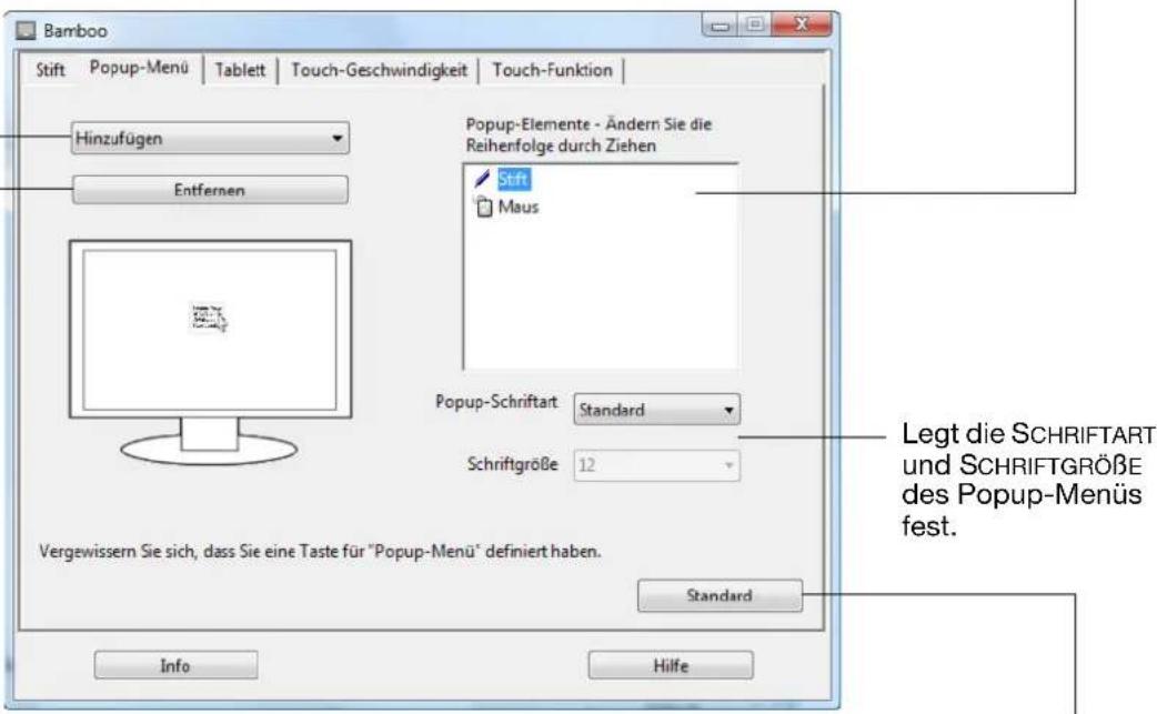 WACOM CTH-461 - ANPASSEN DES POPUP-MENÜS - 1