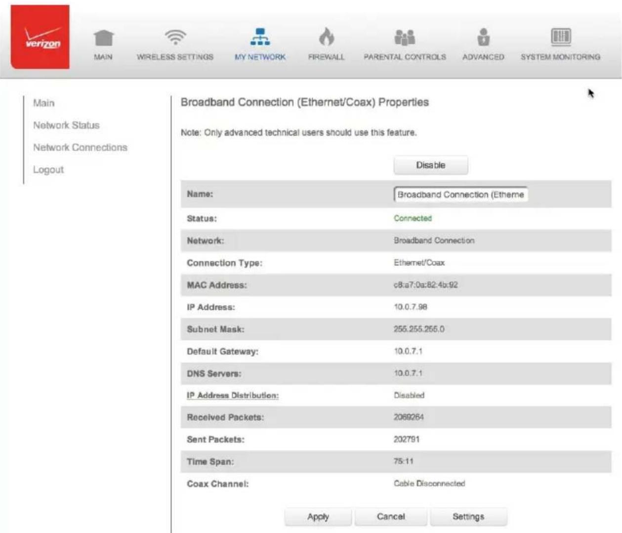 Verizon FiOS Quantum Gateway FiOS-G1100 - 5.2/ BROADBAND CONNECTION - 1