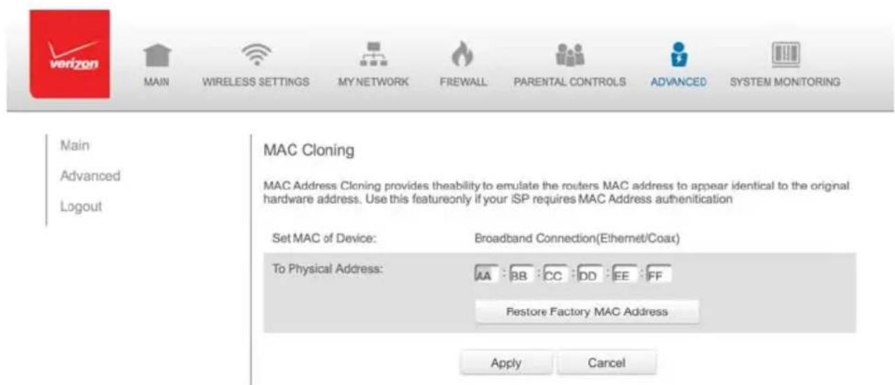 Verizon FiOS Quantum Gateway FiOS-G1100 - 8.1d/ MAC CLONING - 1