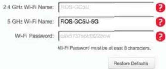 Verizon FiOS Quantum Gateway FiOS-G1100 - Step 2 Personalize Your Wi-Fi Settings - 1