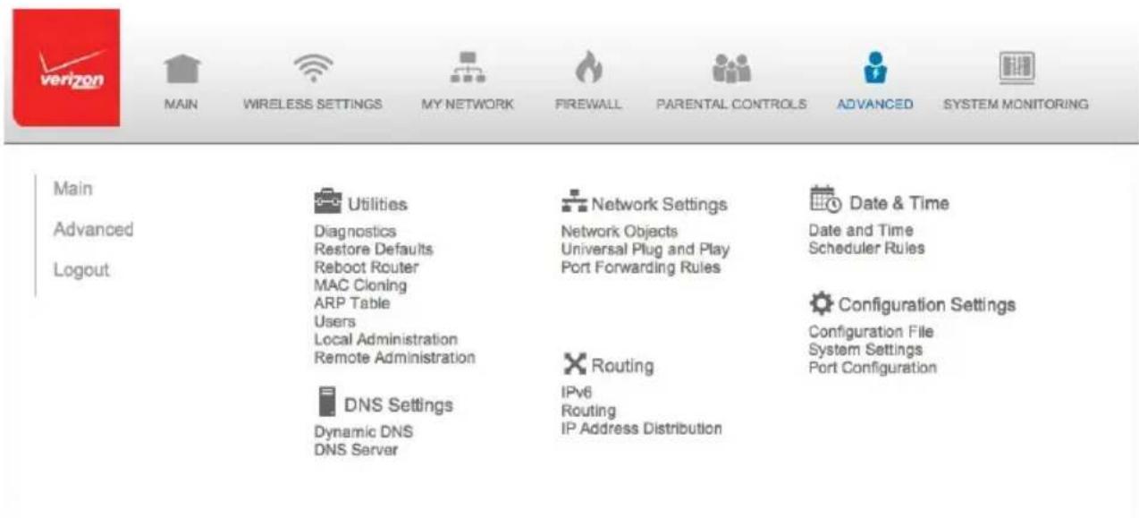 Verizon FiOS Quantum Gateway FiOS-G1100 - 8.0/ USING ADVANCED SETTINGS - 7