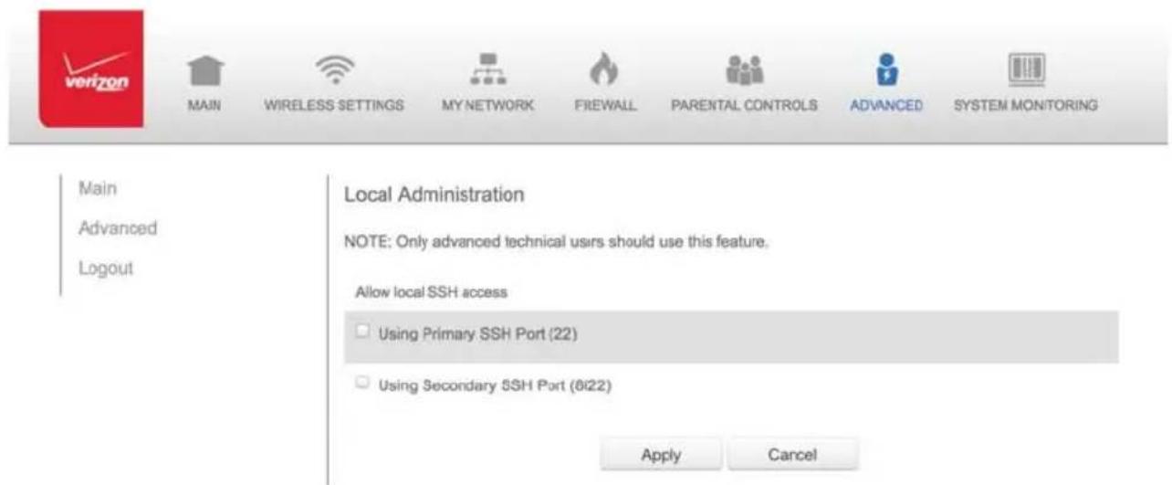 Verizon FiOS Quantum Gateway FiOS-G1100 - To view users: - 3