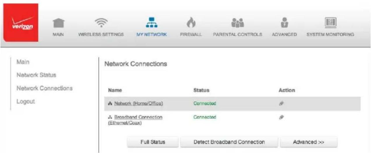 Verizon FiOS Quantum Gateway FiOS-G1100 - 5.0/ ACCESSING NETWORK CONNECTIONS - 1