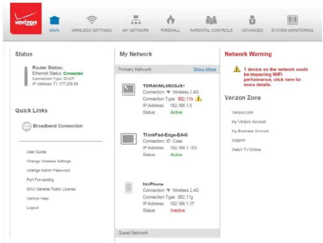Verizon FiOS Quantum Gateway FiOS-G1100 - VERIZON ZONE - 1