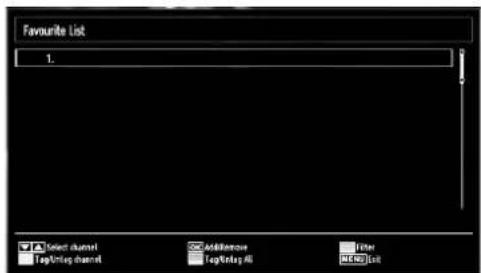 Favourite List 1. Select channel Additions Edit TagTiming channel TagTiming All NEW List