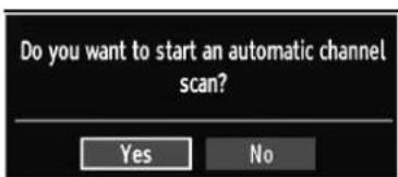 Do you want to start an automatic channel scan? Yes No