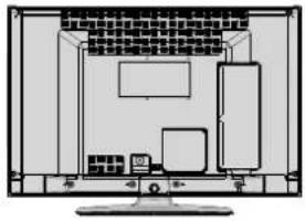 Top-down line drawing of a computer monitor with wall-mounted screens and a printer (no text or symbols)