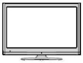 Line drawing of a flat-screen computer monitor with blank screen (no text or symbols)