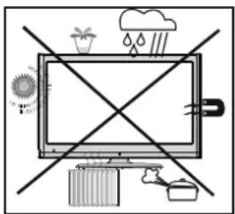 Weather and household climate icons showing solar, rain, and household items with crossed lines indicating no heating or cooling conditions.