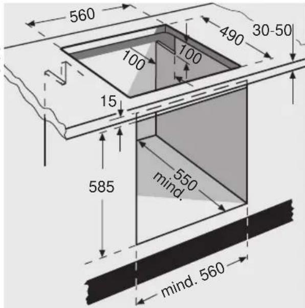 560 490 30-50 100 100 15 585 550 mind. mind. 560