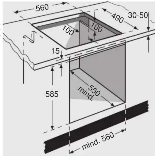560 490 30-50 100 100 15 585 550 mind. mind. 560