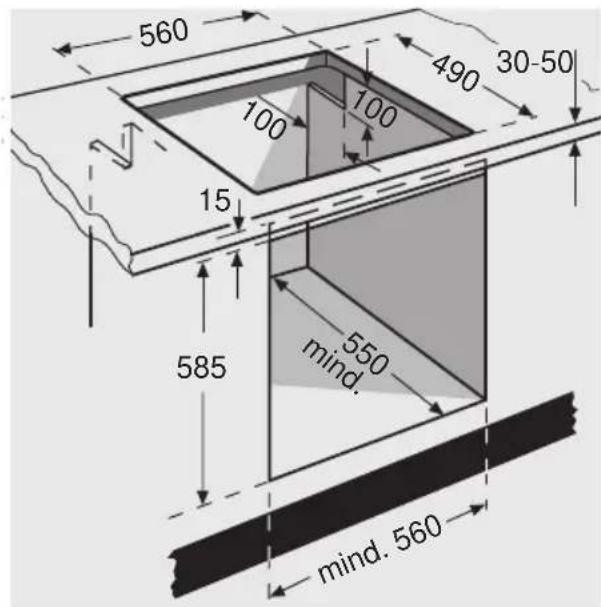 560 490 30-50 100 100 15 585 550 mind. mind. 560