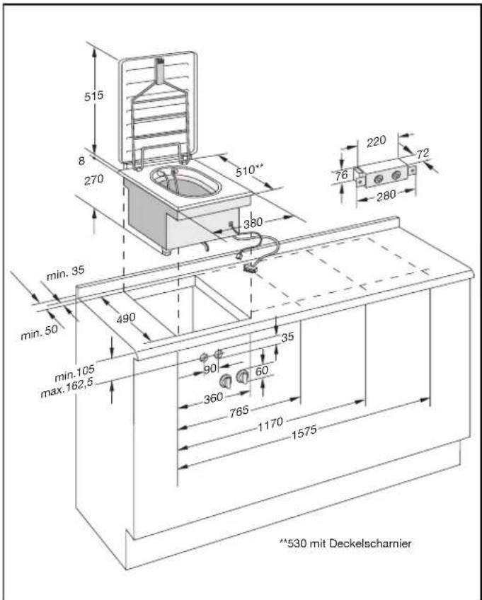 GAGGENAU VF 411 - Hinweis: Bauen Sie das Gerät nicht direkt neben dem Dampfgarer ein! - 1