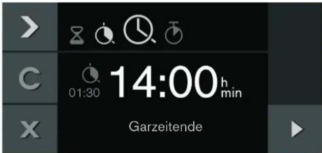 GAGGENAU BX481610 - Mit > die Funktion "Garzeitende" ⏻ wählen. - 1